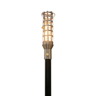 The Outdoor Plus Woven Stainless Steel Torch head with 68-inch support post and anchor on white background